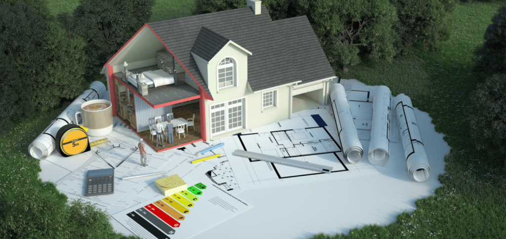 House model with some measurements and model tools